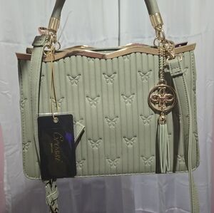 Sage Green Crossi New York Purse With Butterflies